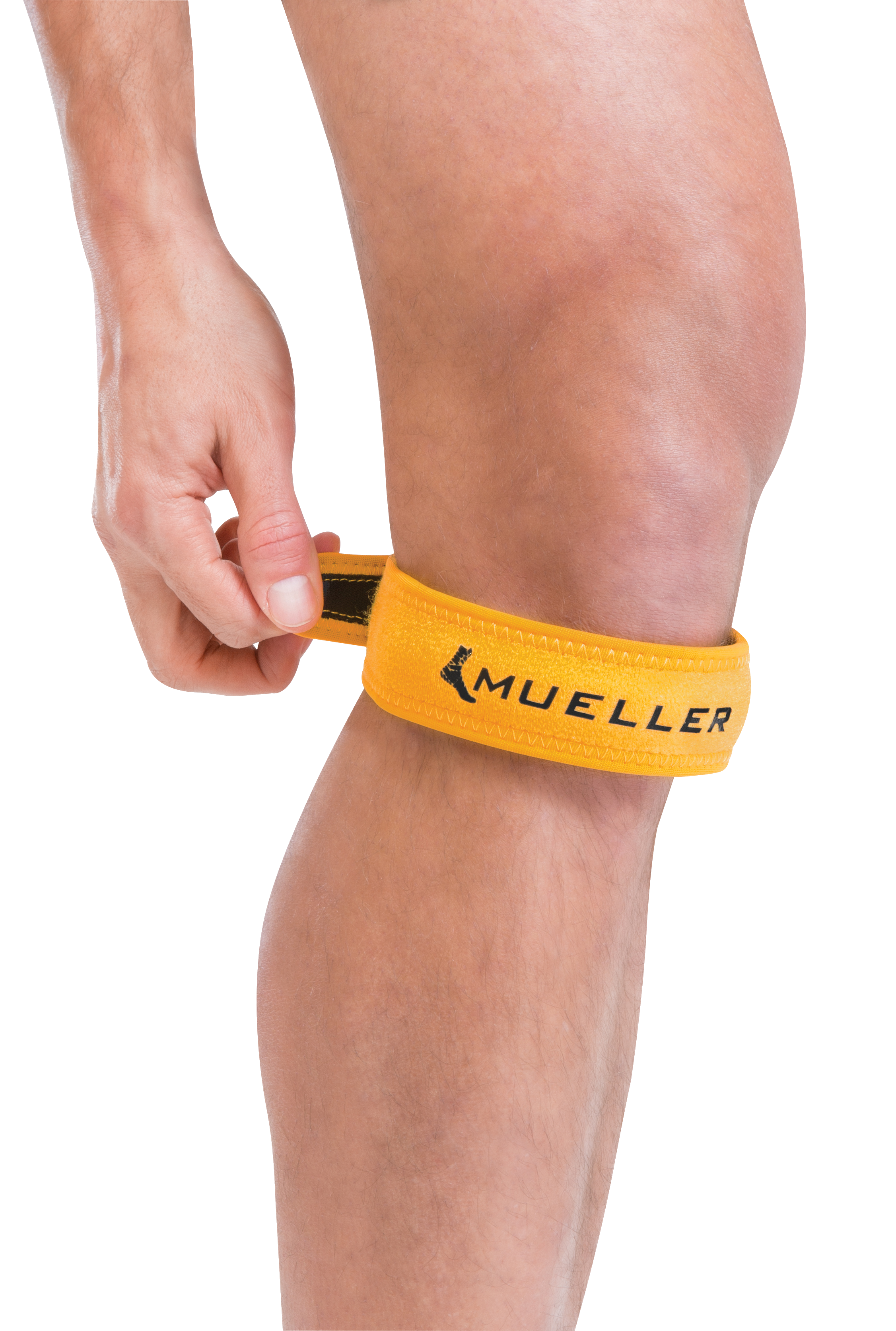 Mueller Jumper's Knee Strape 54997 Gelb Demonstration am Knie