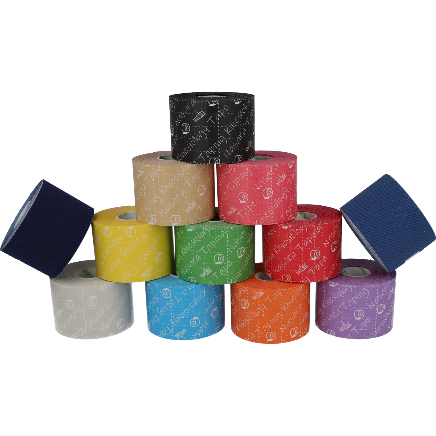 Nasara Kinesiologie Tape 12er Mix Set alle Farben Pyramide ausgepackt