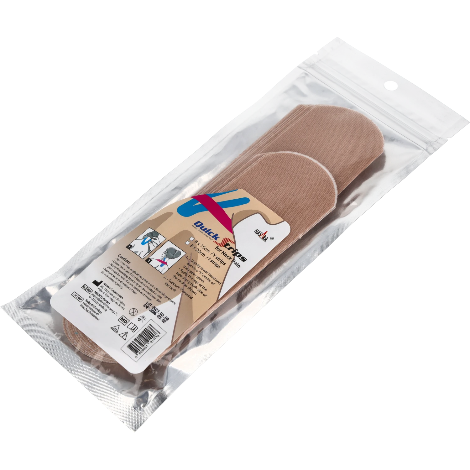 Nasara Kinesiologie Tape Pain Pack Neck Beige Verpackung
