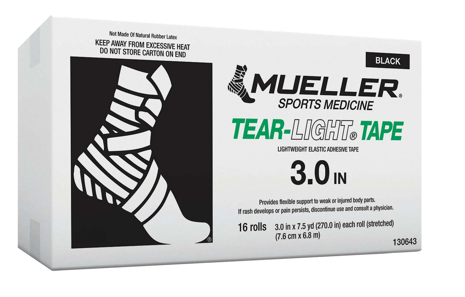 Mueller Tear-Light Tape schwarz 7,6cm*6,8m 130643VE Verpackungseinheit