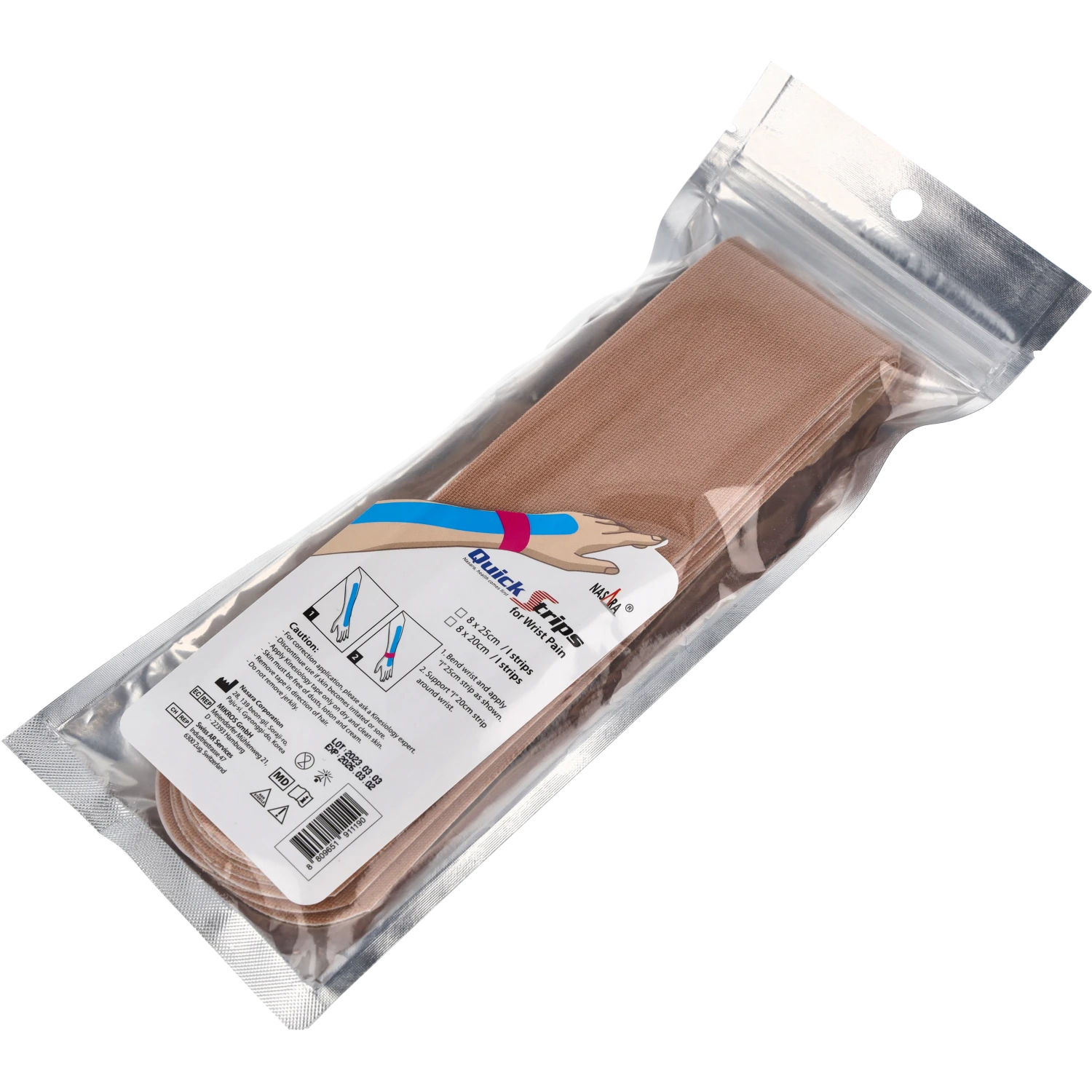 Nasara Kinesiologie Tape Pain Pack Wrist Beige Verpackung