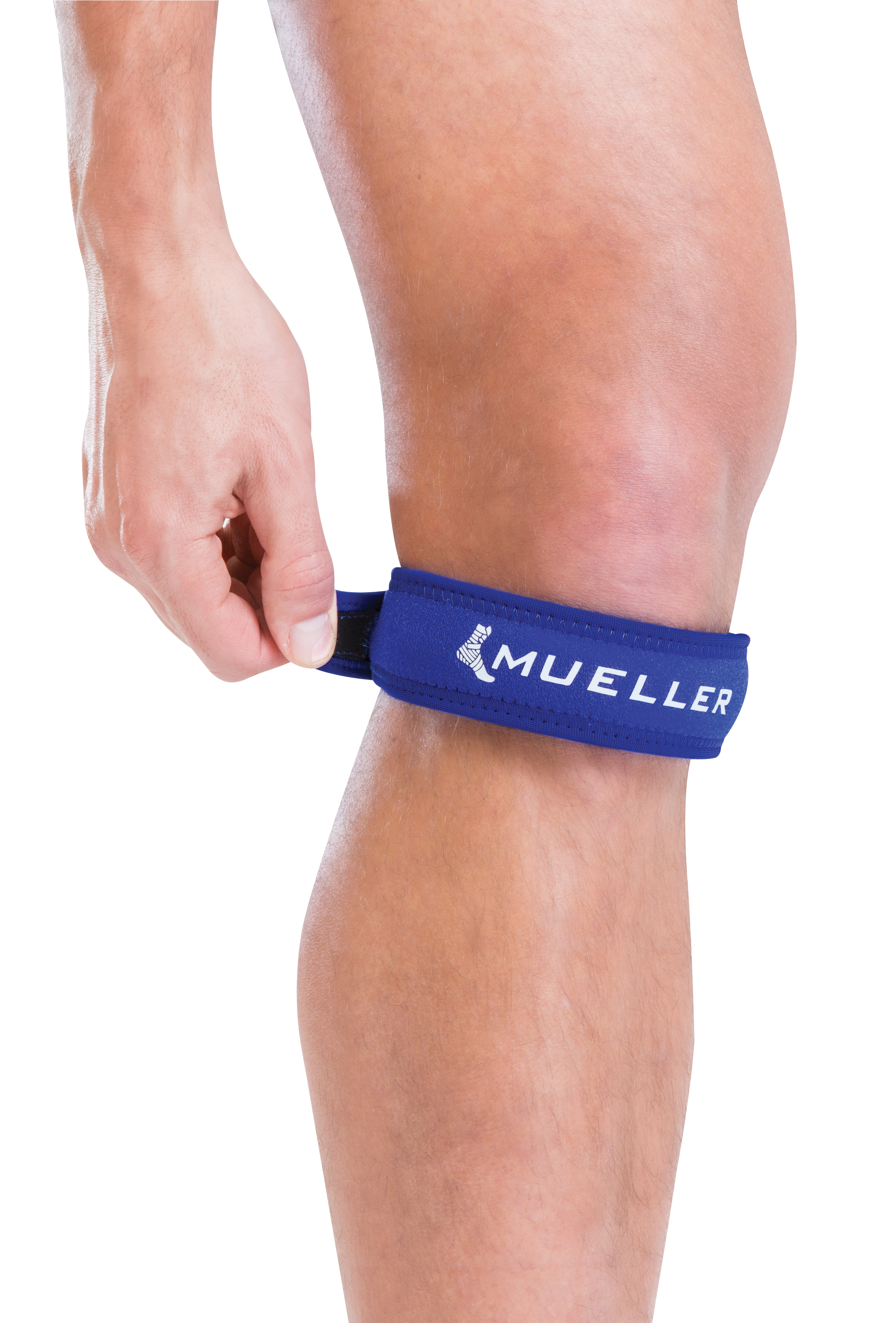 Mueller Jumper's Knee Strap Blau 53997 Produkt am Knie
