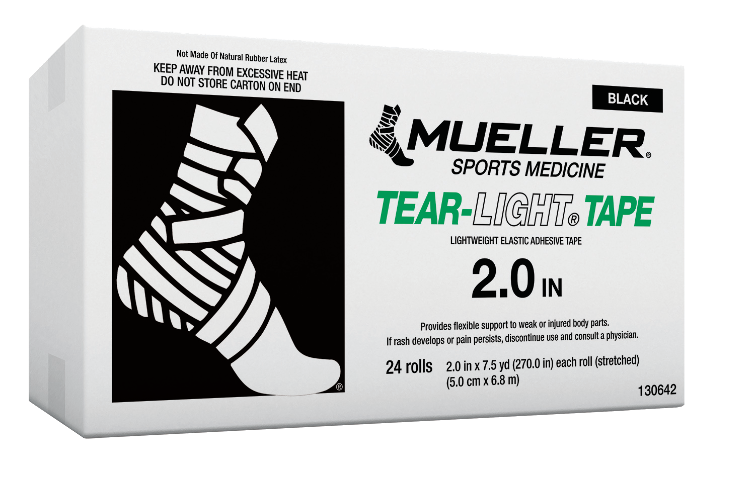 Mueller Tear-Light Tape schwarz 5,0cm*6,8m 130642VE Verpackungseinheit