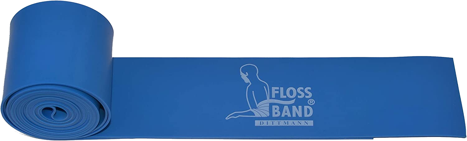 Dittmann Floss-Band blau flach ausgerollt Logo sichtbar