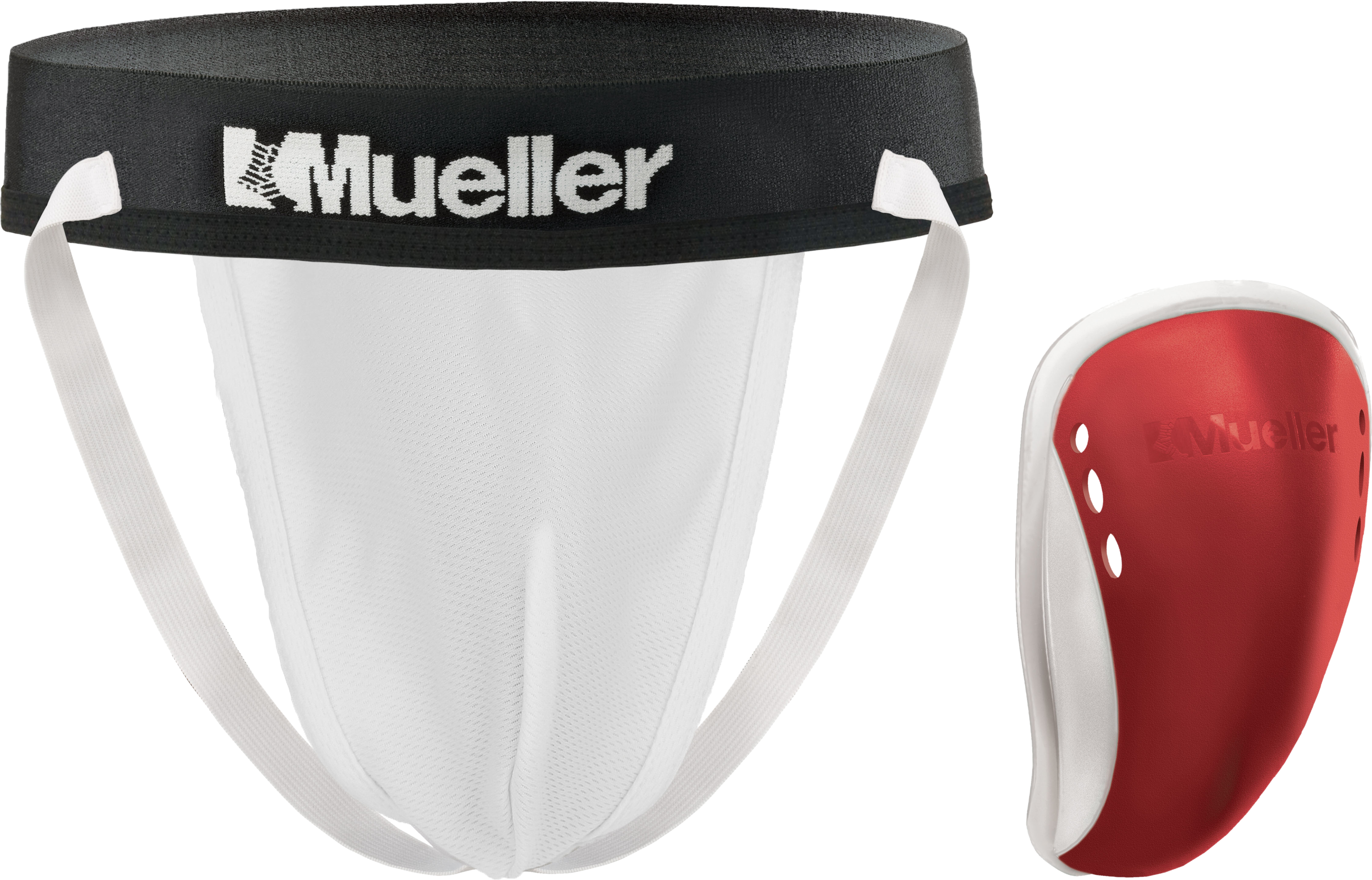 Mueller Flexibler String-Tiefschutz mit rotem Schutzeinsatz daneben